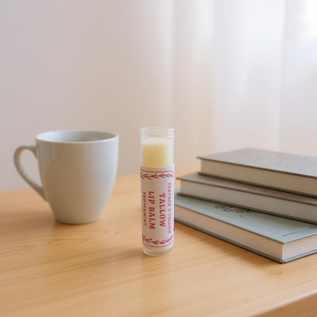 Peppermint Tallow Lip Balm – Cooling, Nourishing Lip Protection
