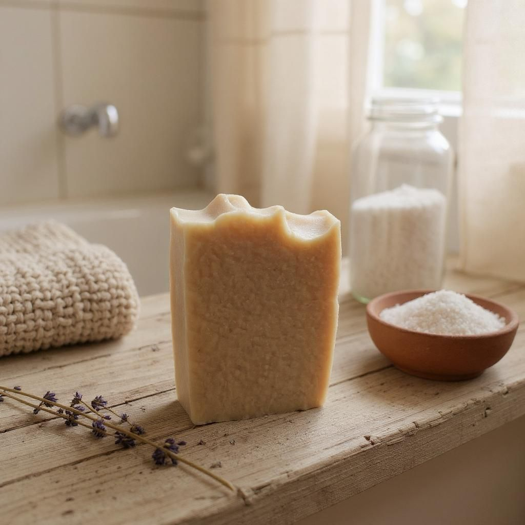 Unscented Tallow Soap with Goat Milk & Oats – Bare Naked Bar for Sensitive Skin